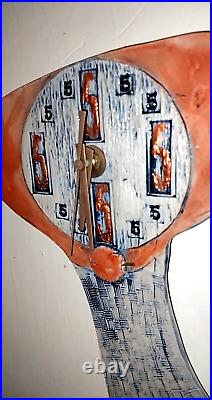 Vintage Abstract Ceramic Art Pottery Clock Pinewoods Potters Works Great