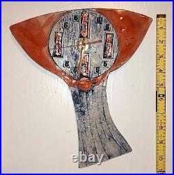 Vintage Abstract Ceramic Art Pottery Clock Pinewoods Potters Works Great