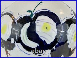 Vintage Abstract Large Ceramic Art Pottery Vase with Painted Apple Decorations