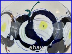 Vintage Abstract Large Ceramic Art Pottery Vase with Painted Apple Decorations