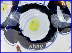 Vintage Abstract Large Ceramic Art Pottery Vase with Painted Apple Decorations