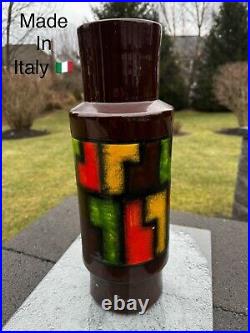 Vintage Aldo Londi Bitossi Vetrata Vase MCM Pottery Italy 16.25 Tall