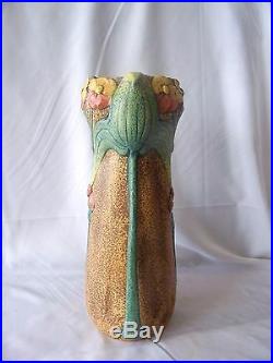 Vintage Art Nouveau Amphora Pottery Floriform Czech Vase