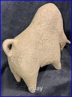 Vintage Art Pottery Ceramic Bull Figure Interior Decor 11x13