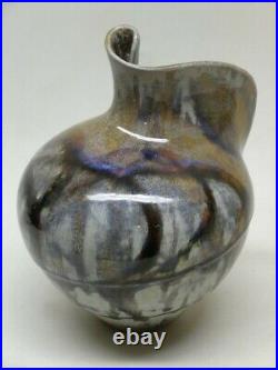 Vintage Art Pottery Ceramic Glazed Vase Signed Dudley Hawaii