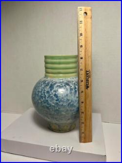 Vintage Blue & Green Crystalline Glaze Studio Pottery Ceramic Vase Artist Signed