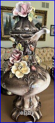 Vintage Capodimonte Pottery Centerpiece/Vase Gorgeous Detail 20 High