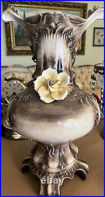 Vintage Capodimonte Pottery Centerpiece/Vase Gorgeous Detail 20 High