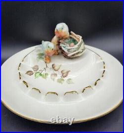 Vintage Ceramic Art Pottery Figural Blue Birds Robins Ashtray Long Beach Gresham