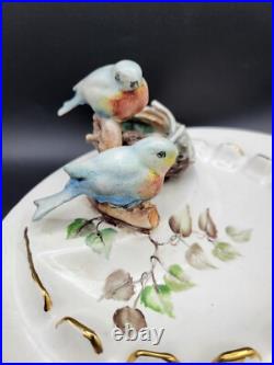 Vintage Ceramic Art Pottery Figural Blue Birds Robins Ashtray Long Beach Gresham