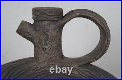 Vintage Ceramic Art Pottery Hittite Bottle Ring Wine Decanter Jug Sculpture 19