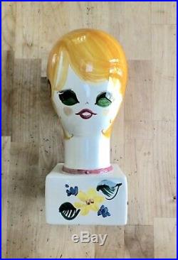Vintage Ceramic Mannequin Head 1960s Mod Pop Art Quadrifoglio Florence Italy