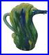 Vintage Ceramic Swan Art Pottery Pitcher Blue Green Yellow Turquoise 13 Tall
