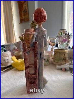 Vintage Ceramic Wedding couple, slim & tall Figurine 13 tall Art pottery unique