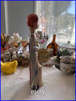 Vintage Ceramic Wedding couple, slim & tall Figurine 13 tall Art pottery unique