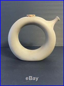 Vintage Circular Wine Decanter Mid Century Modern Retro Art Pottery Ceramic