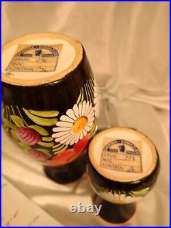 Vintage Czech peasant art pottery set of 2 black chodavia excellent condition