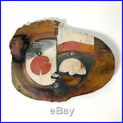 Vintage Doug Delind Studio Pottery Ceramic Raku Abstract Wall Art Hanging Mask