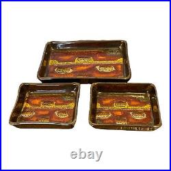 Vintage Eduardo Vega Ceramic Enamel Art Pottery Mid Century Trays Trinket Snack