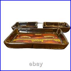 Vintage Eduardo Vega Ceramic Enamel Art Pottery Mid Century Trays Trinket Snack