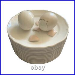 Vintage Este Ceramiche Tiffany & Co Italy Trompe L'Oeil Egg Saucer Box Porcelain