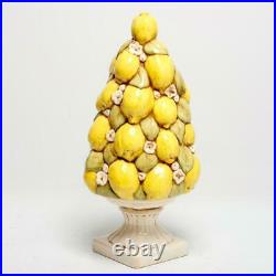 Vintage French Avenieris Majolica Lemon Tree Tower Ceramic Centerpiece, 15.5