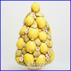 Vintage French Avenieris Majolica Lemon Tree Tower Ceramic Centerpiece, 15.5