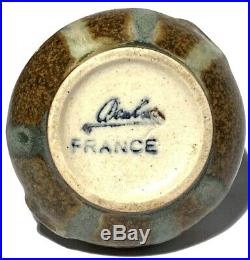 Vintage French Signed Studio Art Pottery Miniature Glazed Vase / Pot