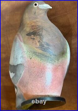 Vintage Glo Coalson 1986 Raku Art Pottery Pigeon Sculpture Signed 54 of 150