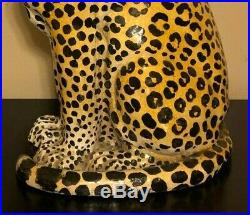 Vintage Hand Painted Made Ceramic Pottery Art Cheetah Statue Figure Italy 22