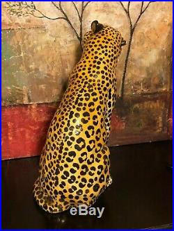 Vintage Hand Painted Made Ceramic Pottery Art Cheetah Statue Figure Italy 22