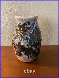 Vintage Handmade Art Pottery Ceramic Vase Artist Signed Susan Harnly Peterson