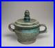 Vintage Handmade Gray/Turquoise Ceramic Lidded Vessel by Marthe Delacroix RARE