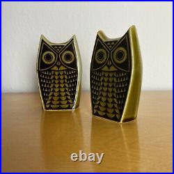 Vintage Hornsea Pottery Owls Cruet Set 1960's John Clappison Design Green