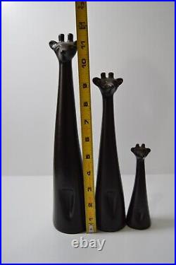 Vintage Howard Pierce Black Giraffe Family Porcelain Ceramic Art Pottery CA