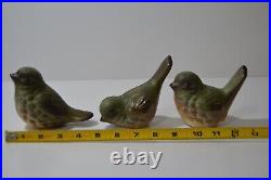 Vintage Howard Pierce Green Lava Sparrows Birds Porcelain Ceramic Art Pottery CA