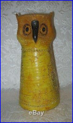 Vintage ITALIAN Ceramic Art 1960s Yellow Owl Candelholder Aldo Londi Bitossi