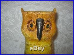 Vintage ITALIAN Ceramic Art 1960s Yellow Owl Candelholder Aldo Londi Bitossi