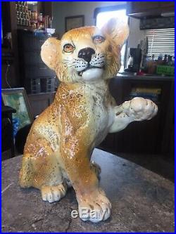 Vintage Italian Ceramic LION CUB large Pottery Italy MCM Art Sculpture