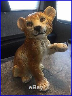 Vintage Italian Ceramic LION CUB large Pottery Italy MCM Art Sculpture