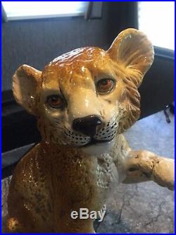 Vintage Italian Ceramic LION CUB large Pottery Italy MCM Art Sculpture