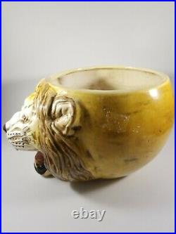 Vintage Italian Ceramic Pottery Art Sculpture Large Lion Head Vase Planter