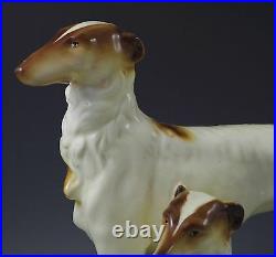 Vintage Italy Ceramic XL Borzoi Wolfhound Dogs Sculpture