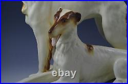 Vintage Italy Ceramic XL Borzoi Wolfhound Dogs Sculpture