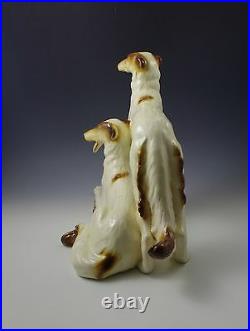 Vintage Italy Ceramic XL Borzoi Wolfhound Dogs Sculpture