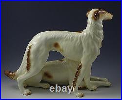 Vintage Italy Ceramic XL Borzoi Wolfhound Dogs Sculpture