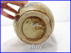 Vintage JAPANESE ART POTTERY VASE Black Bird 10 CERAMIC Stoneware MCM Ikebana