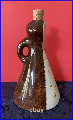 Vintage JARU Pottery MidCentury Modern Human Abstract Jar Edmund Ronaky Face Jug