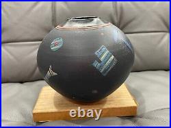 Vintage Janet Belden Signed Art Pottery Ceramic Vase Abstract Geometric Designs