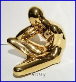 Vintage Jaru 1981 Thinker/Sitting Man 18K Finish Ceramic Sculpture